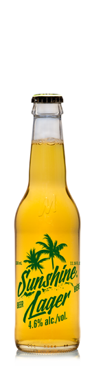 Sunshine Lager brewed in Calgary by Minhas Brewery